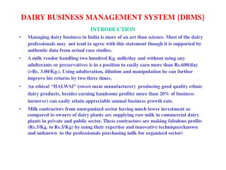 DAIRY BUSINESS MANAGEMENT SYSTEM {DBMS}