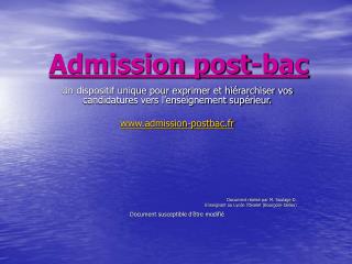 Admission post-bac