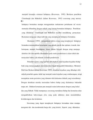 menjadi kerangka orientasi hidupnya (Koeswara, 1992). Berdasar penelitian
