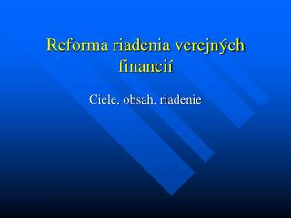 Reforma riadenia verejných financií