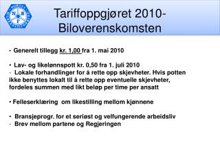 Tariffoppgjøret 2010- Biloverenskomsten