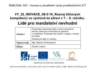 VY_32_INOVACE_09-2-16_Rozvoj klíčových kompetencí ve výchově ke zdraví v 7. - 9. ročníku.