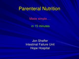 Parenteral Nutrition