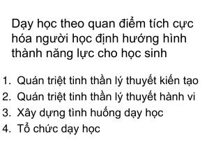 Dạy học theo quan điểm tích cực hóa người học định hướng hình thành năng lực cho học sinh