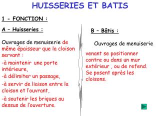 HUISSERIES ET BATIS