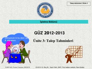 Ünite 3: Talep Tahminleri