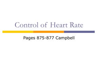 Control of Heart Rate