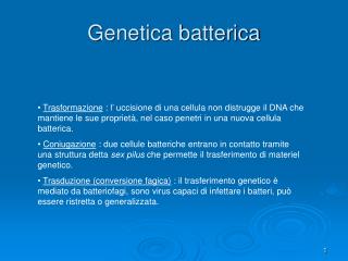 Genetica batterica