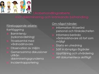 Likabehandlingsarbete mot diskriminering och kränkande behandling