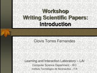 Workshop Writing Scientific Papers: Introduction