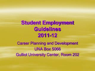 Student Employment Guidelines 2011-12