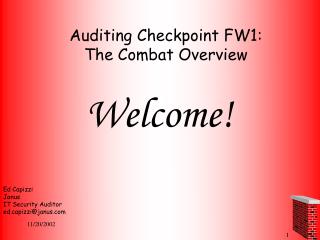 Auditing Checkpoint FW1: The Combat Overview