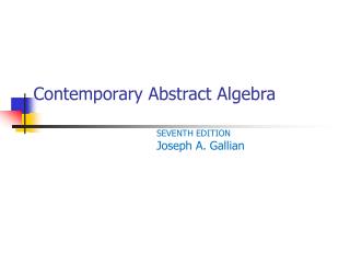 Contemporary Abstract Algebra