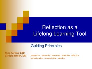 Reflection as a Lifelong Learning Tool