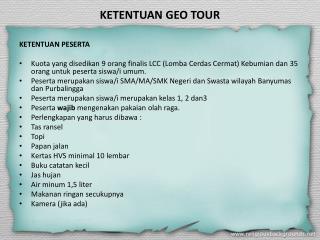 KETENTUAN GEO TOUR