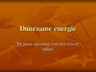 Duurzame energie