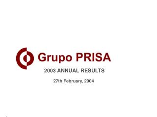 2003 ANNUAL RESULTS