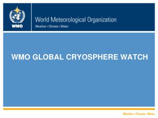 WMO GLOBAL CRYOSPHERE WATCH