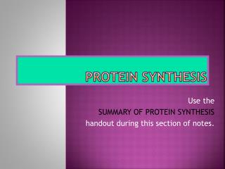 Protein Synthesis