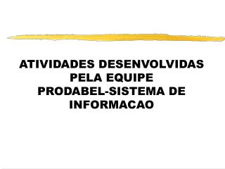 ATIVIDADES DESENVOLVIDAS PELA EQUIPE PRODABEL-SISTEMA DE INFORMACAO