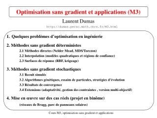 Quelques problèmes d’optimisation en ingénierie 2. Méthodes sans gradient déterministes