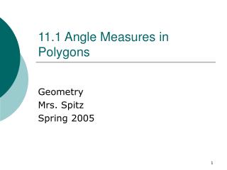 11.1 Angle Measures in Polygons