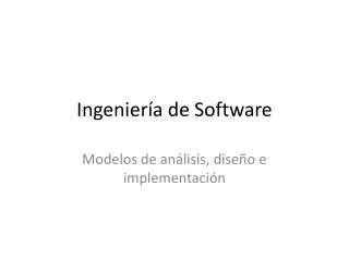 Ingeniería de Software