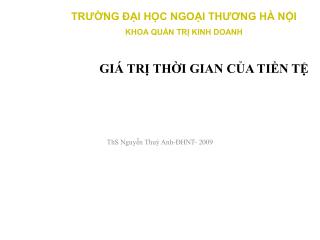 GIÁ TRỊ THỜI GIAN CỦA TIỀN TỆ