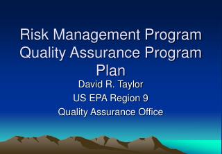 Risk Management Program Quality Assurance Program Plan