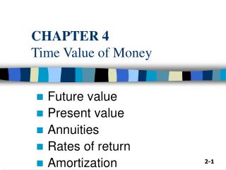 CHAPTER 4 Time Value of Money