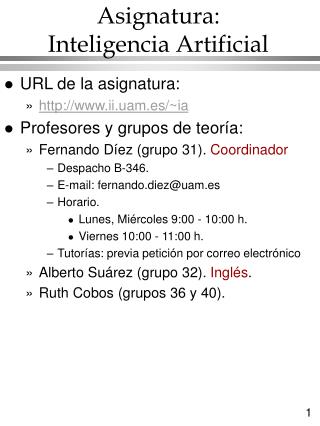 Asignatura: Inteligencia Artificial