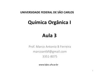 Química Orgânica I Aula 3