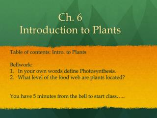 Ch. 6 Introduction to Plants