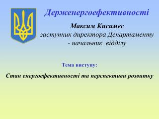 Тема виступу: Стан енергоефективності та перспективи розвитку