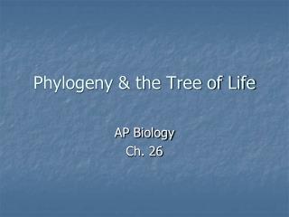 Phylogeny &amp; the Tree of Life