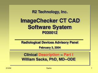 Clinical Description – Part I William Sacks, PhD, MD--ODE