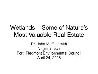 Wetlands – Some of Nature’s Most Valuable Real Estate
