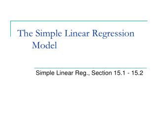 The Simple Linear Regression Model