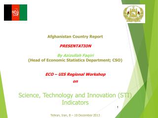 Afghanistan Country Report PRESENTATION By Azizullah Faqiri