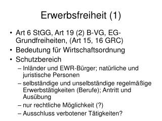 Erwerbsfreiheit (1)