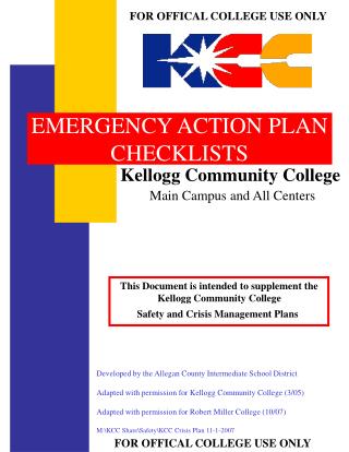 EMERGENCY ACTION PLAN CHECKLISTS