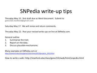 SNPedia write-up tips