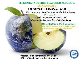 ELEMENTARY SCIENCE LEADERS DIALOGUE 5 : DATA ANALYSIS (February 24 – February 27, 2014)