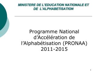 MINISTERE DE L’EDUCATION NATIONALE ET DE L’ALPHABETISATION