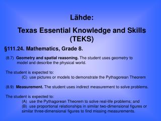 §111.24. Mathematics, Grade 8.