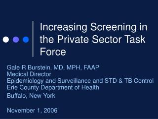 Increasing Screening in the Private Sector Task Force