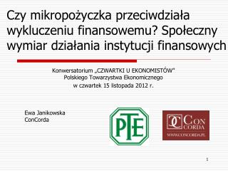 Konwersatorium „CZWARTKI U EKONOMISTÓW” Polskiego Towarzystwa Ekonomicznego