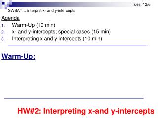 SWBAT… interpret x- and y-intercepts