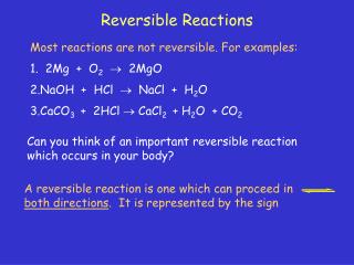 Reversible Reactions