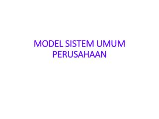 MODEL SISTEM UMUM PERUSAHAAN